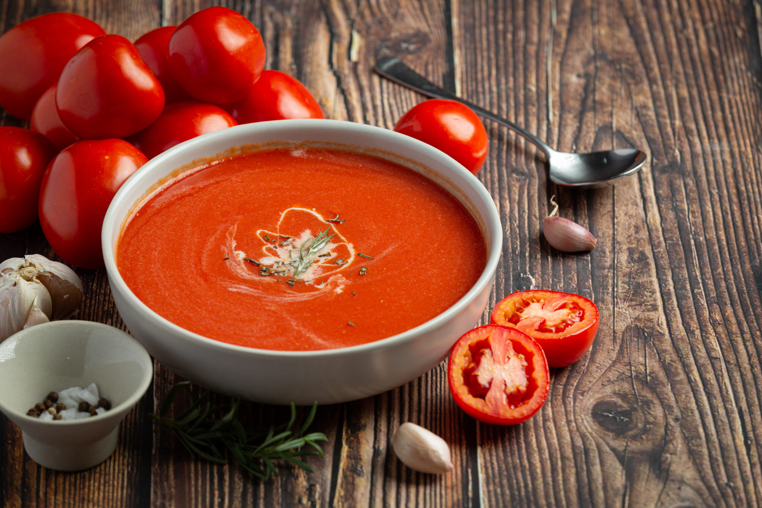 warm tomato soup served in a bowl